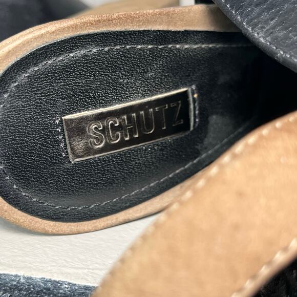 Schutz Quesadilha Yucca Slingback Heels Size 8.5 Black Leather Block Heel - Picture 10 of 16